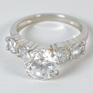 Sterling Silver Five Stone CZ Ring Prong Set Engagement Promise Sparkling